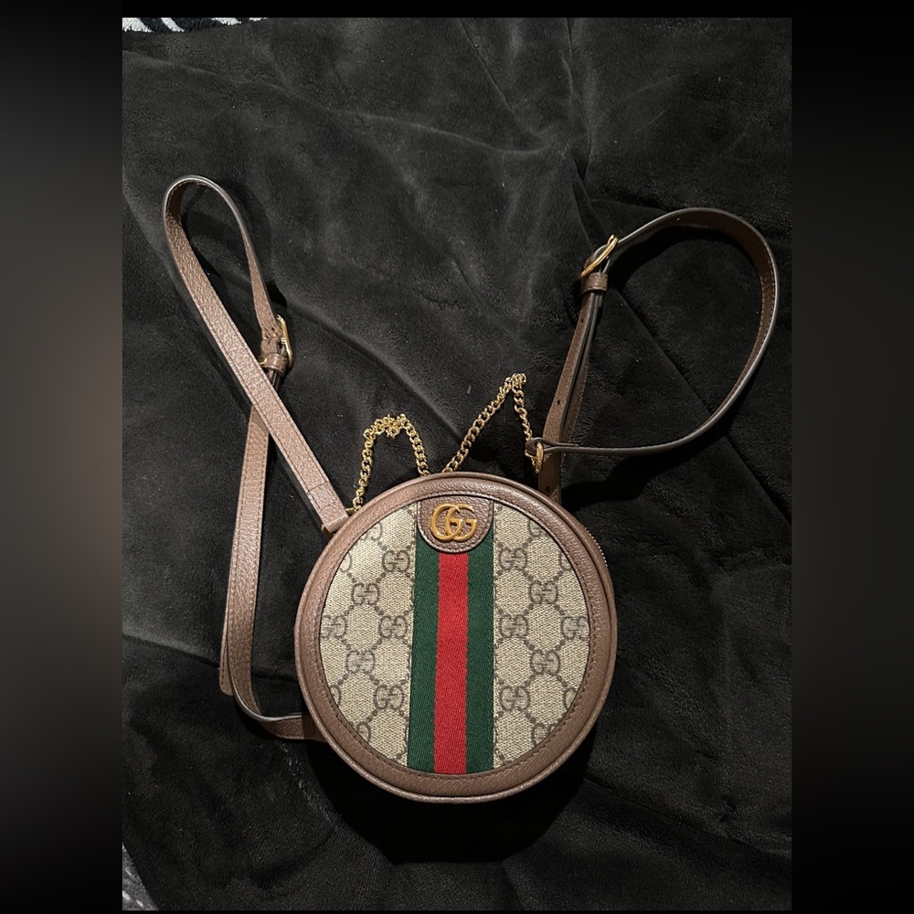 ORIGINAL GG SUPREME CANVAS OPHIDIA ROUND BACKPACK MINI - Picture 1 of 9